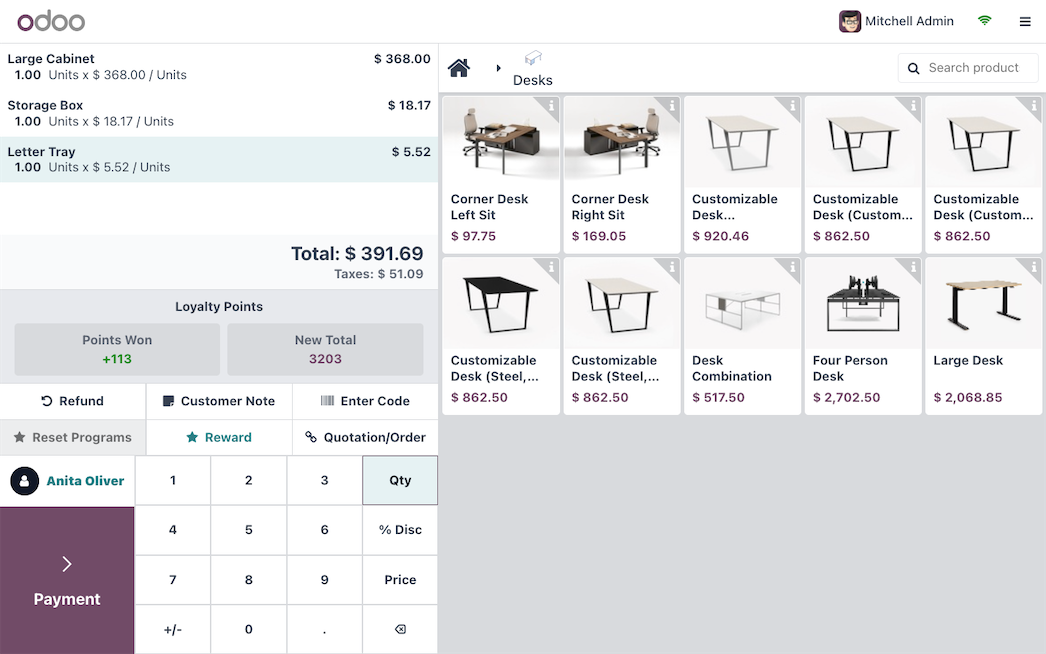Interface Point de vente Odoo